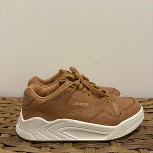 Lacoste Women’s Tan Leather Platform Sneaker